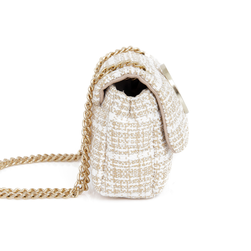 BOLSA TIRACOLO TWEED NUDE SEDA ALÇA CORRENTE image number 2