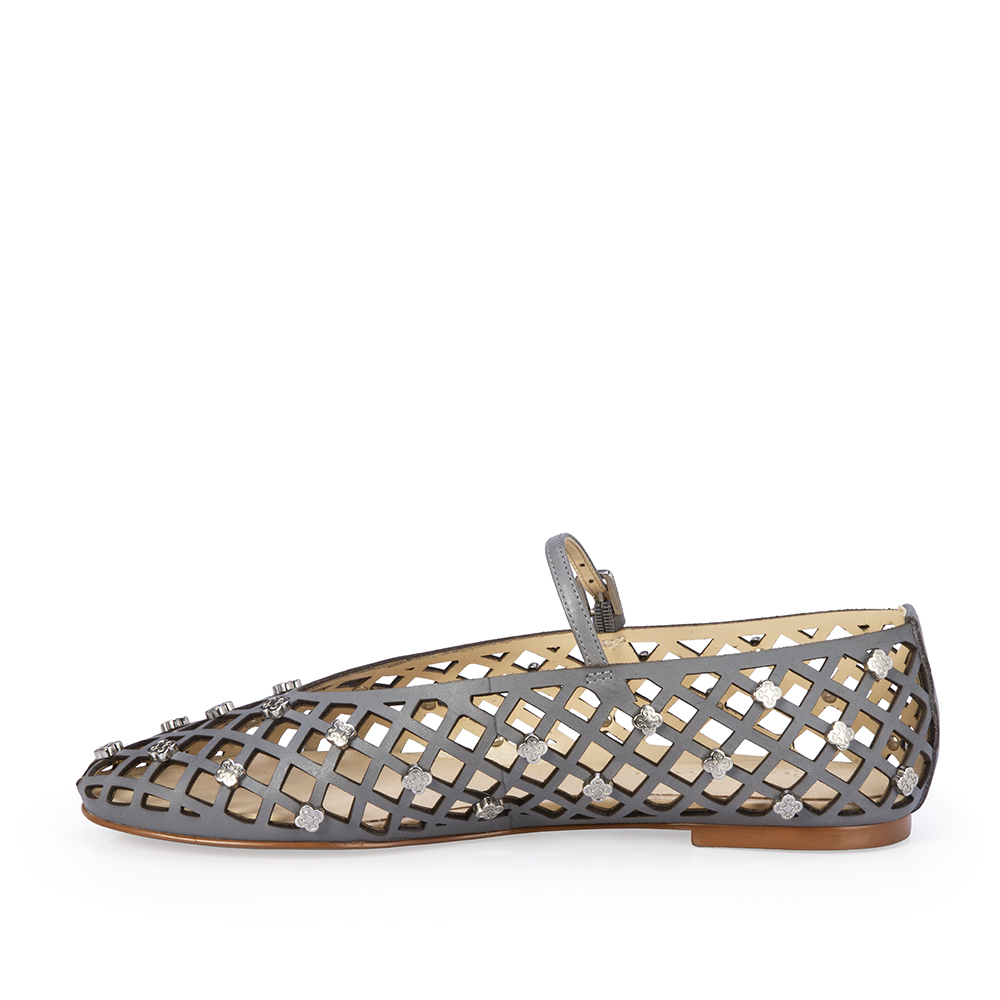 SAPATILHA CINZA COURO VAZADO TIRA FIVELA image number 2