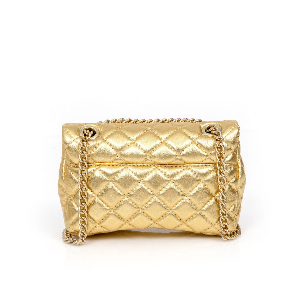 BOLSA  DOURADA DE COURO COM AL&Ccedil;A CORRENTE MINI OL&Iacute;VIA image number 1