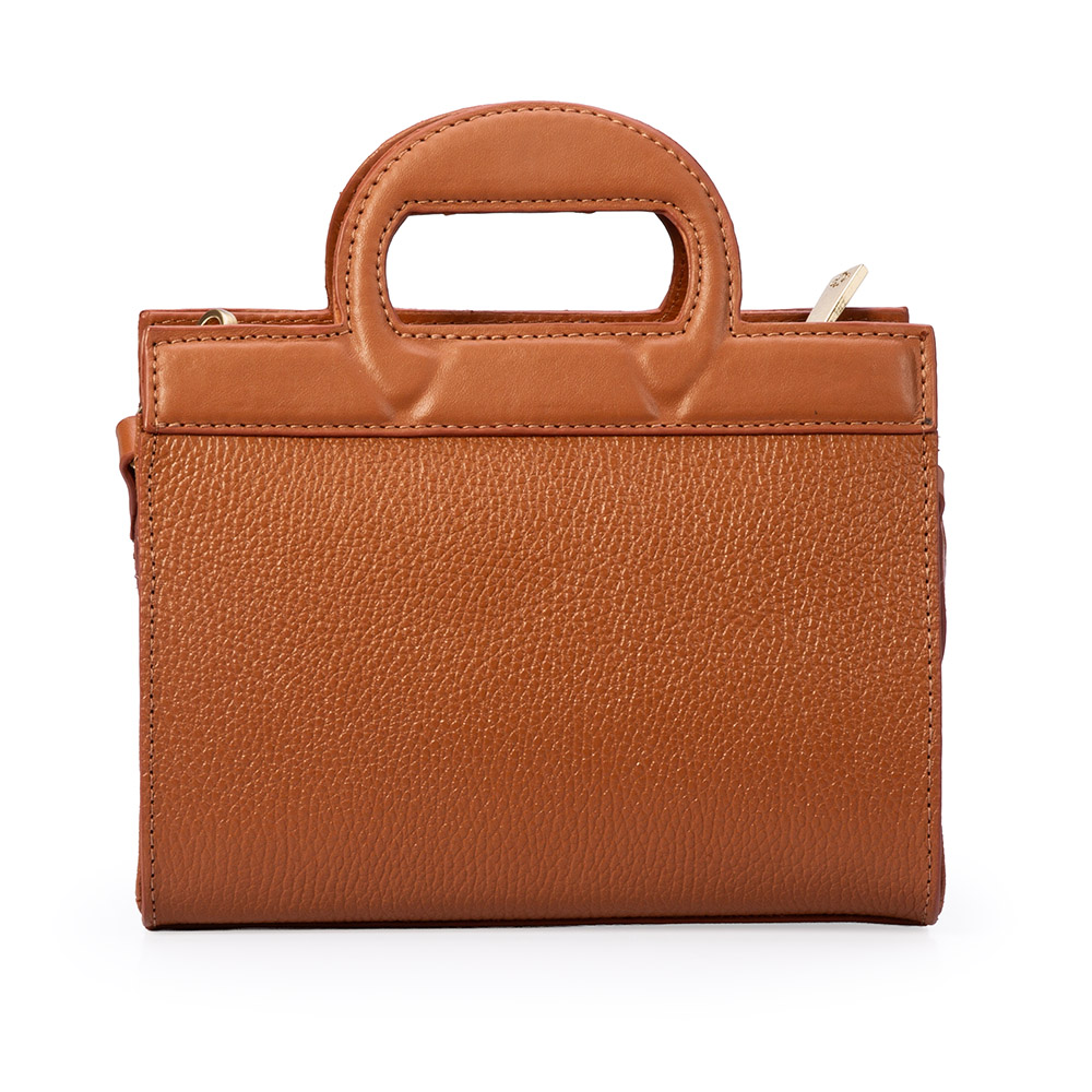 BOLSA PEQUENA TIRACOLO CARAMELO DE COURO TOTE image number 2