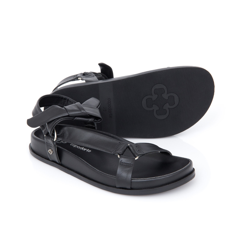 PAPETE PRETA DE COURO AMARRAÇÃO image number 3