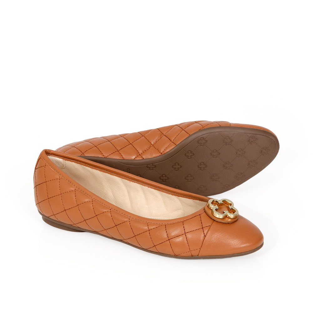 SAPATILHA CATHERINE MODERNIT&Aacute; DE COURO CARAMELO MATELASS&Ecirc; image number 3