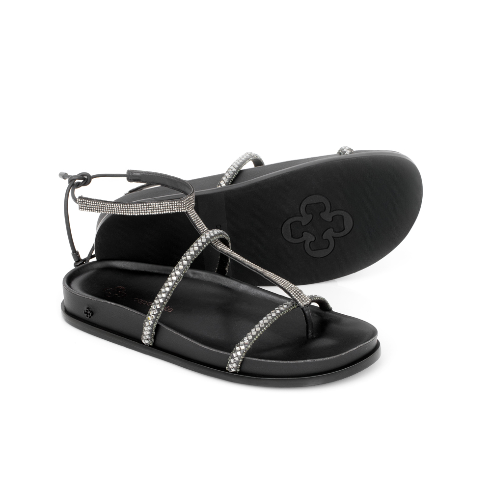 SAND&Aacute;LIA PAPETE PRETA PEDRARIAS AMARRA&Ccedil;&Atilde;O image number 3