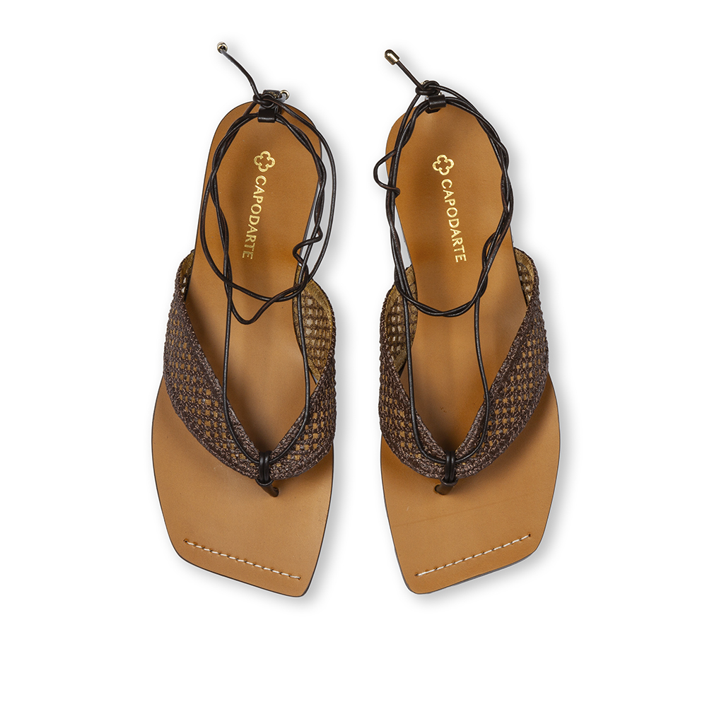 SAND&Aacute;LIA RASTEIRA MARROM TOBACCO DE COURO TRAMADO image number 4