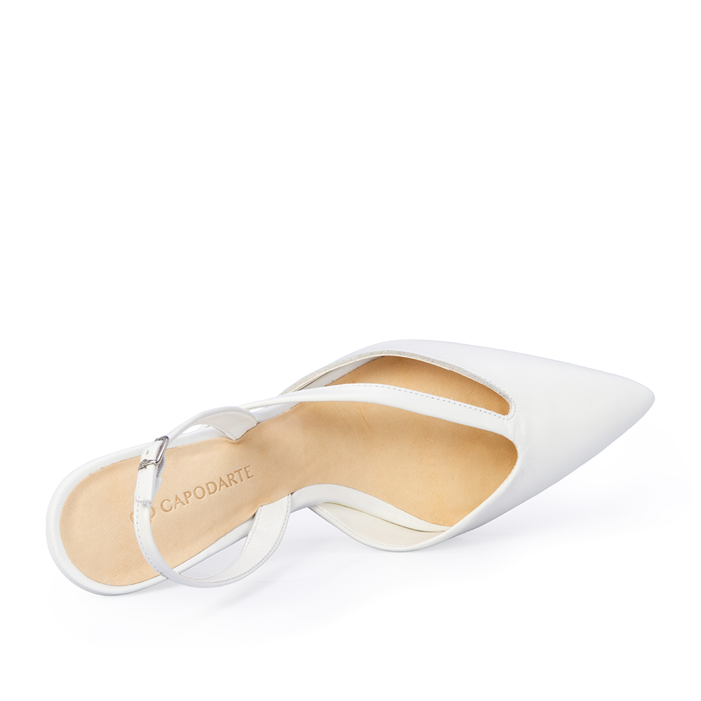 SCARPIN SLINGBACK BRANCO COURO SALTO ANABELA image number 4