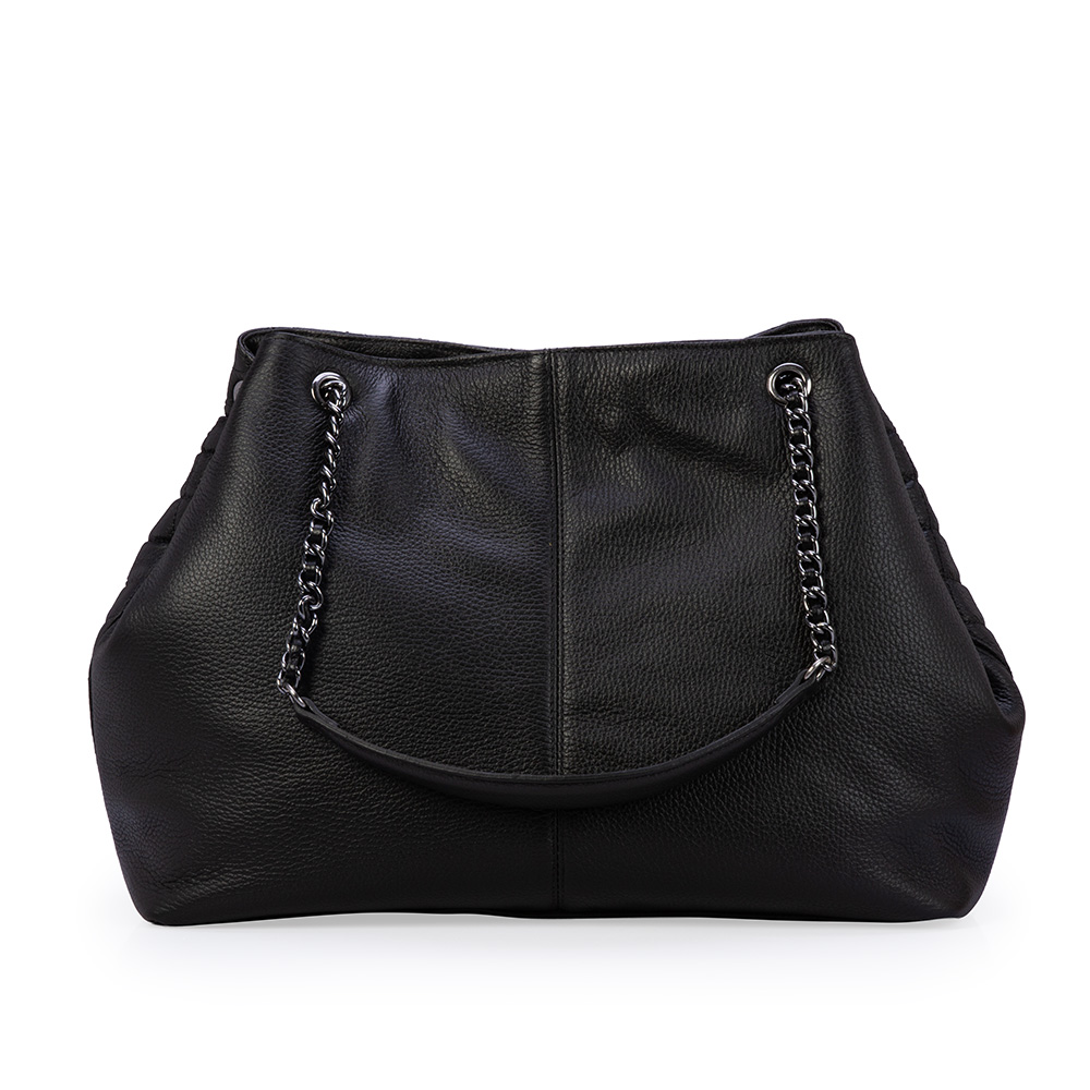 BOLSA GRANDE PRETA DE COURO MATELASS&Ecirc; HOBO CARINA image number 2