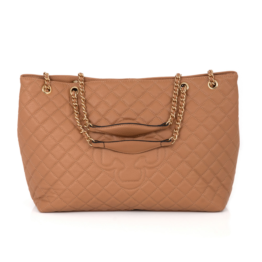 BOLSA GRANDE BEGE NATURALE DE COURO MATELASS&Ecirc; CARINA image number 3