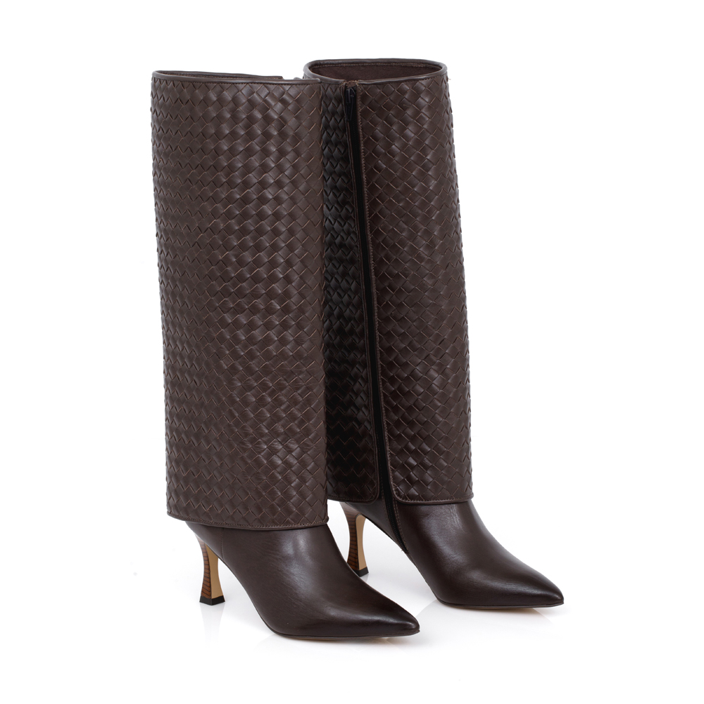 BOTA CANO LONGO DE COURO MARROM TOBACCO image number 1