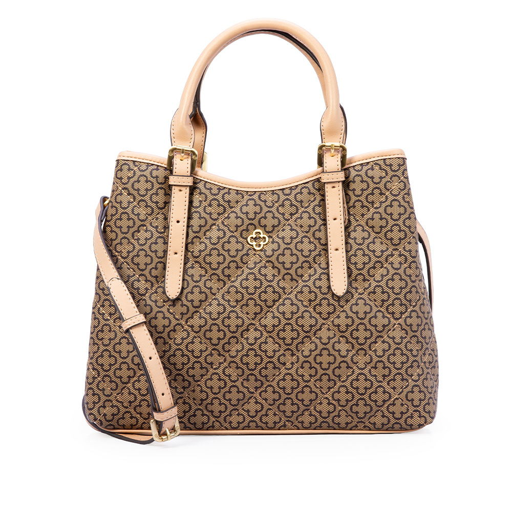 BOLSA TOTE M&Eacute;DIA MATELASS&Ecirc; MONOGRAMA BEGE image number 0