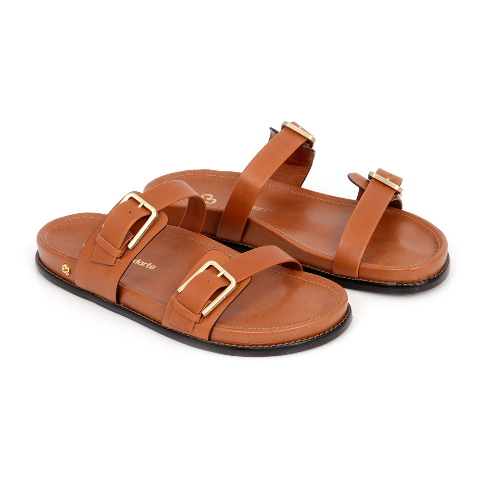 CHINELO PAPETE COURO CARAMELO FIVELAS image number 1