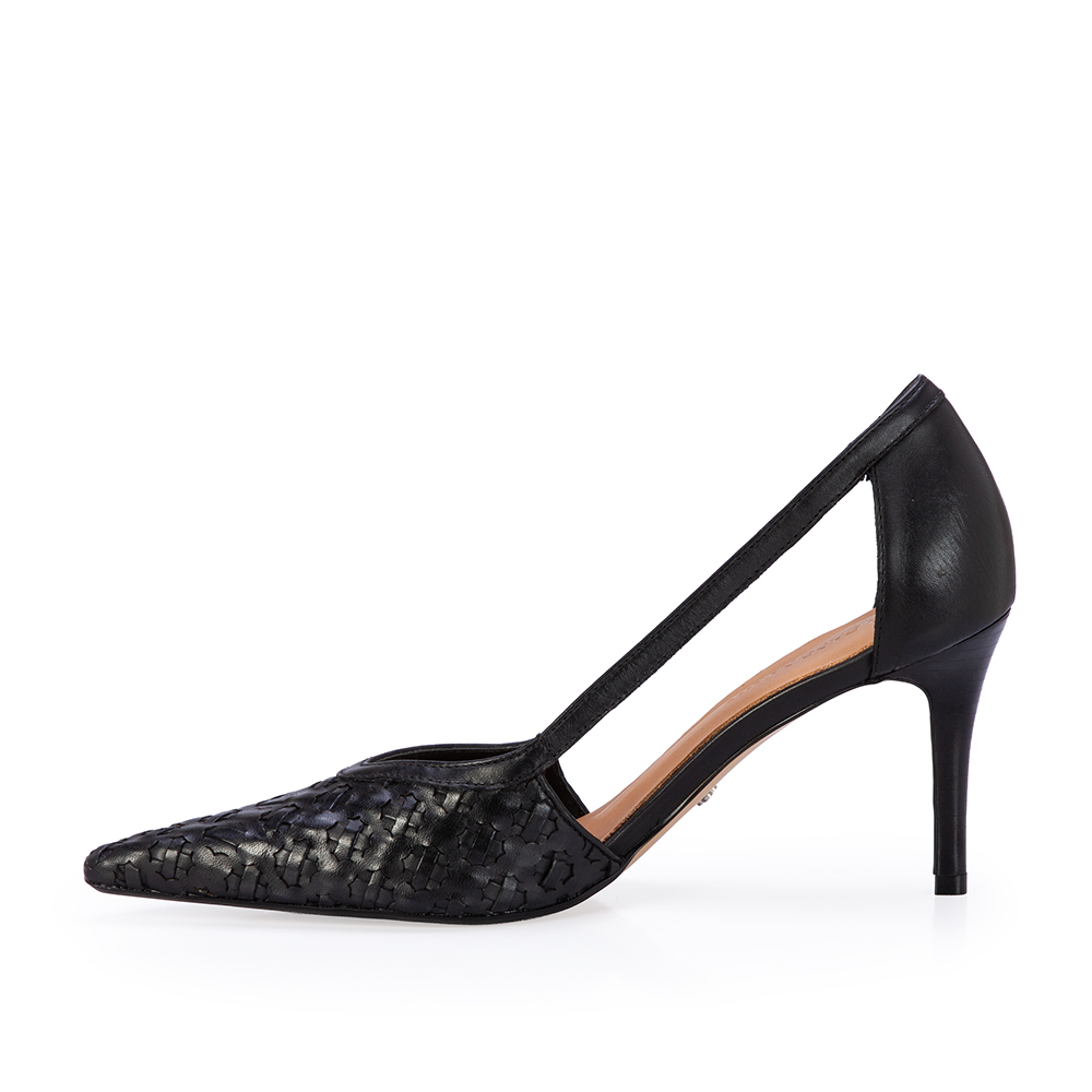 SCARPIN SALTO M&Eacute;DIO PRETO DE COURO TRESS&Ecirc; image number 2