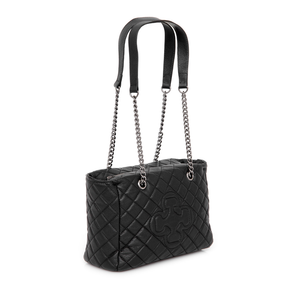 BOLSA MÉDIA PRETA DE COURO MATELASSÊ image number 3