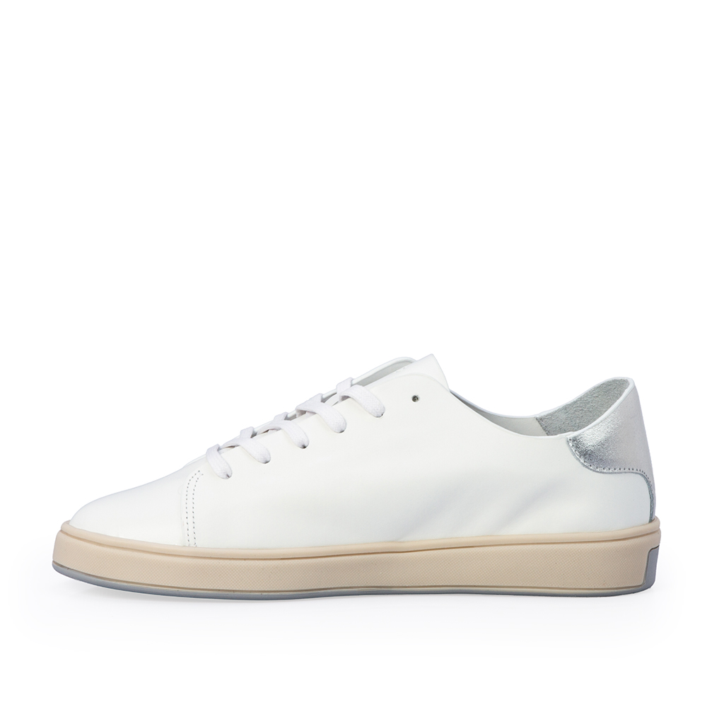 T&Ecirc;NIS CASUAL BRANCO E PRATA DE COURO AMARRA&Ccedil;&Atilde;O FEMININO image number 2