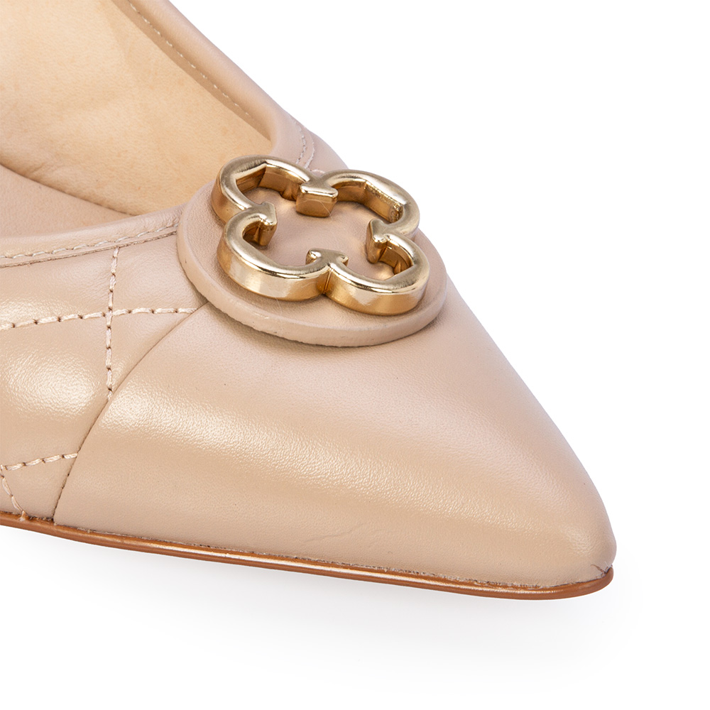 SCARPIN SALTO BLOCO NUDE SEDA DE COURO MATELASS&Ecirc; image number 4