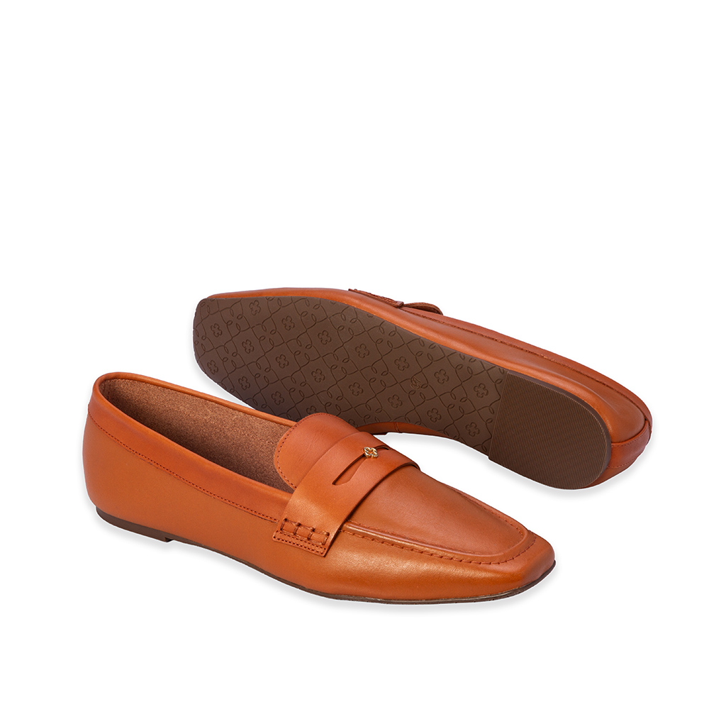 LOAFER MOCASSIM CARAMELO DE COURO BICO QUADRADO image number 3
