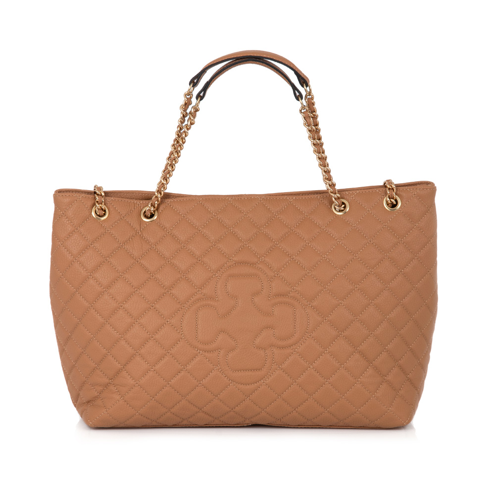 BOLSA GRANDE BEGE NATURALE DE COURO MATELASS&Ecirc; CARINA image number 0