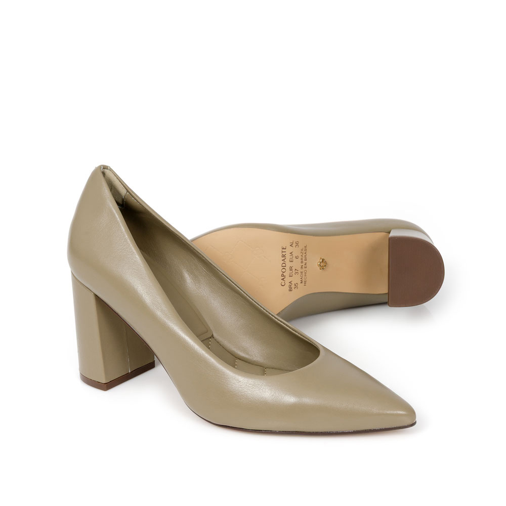 SCARPIN SALTO ALTO DE COURO VERDE ALBERO image number 3