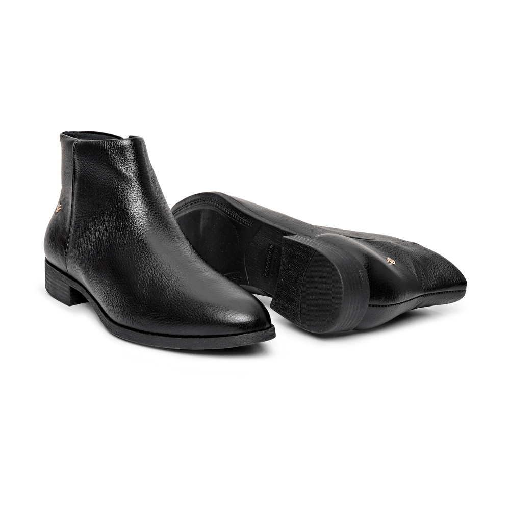 BOTA PRETA CANO CURTO DE COURO image number 3