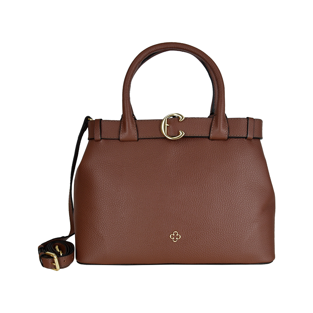 BOLSA M&Eacute;DIA MARROM DE COURO TOTE image number 0