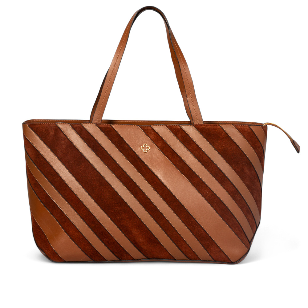 BOLSA GRANDE CARAMELO DE COURO SUEDE SHOPPER image number 1