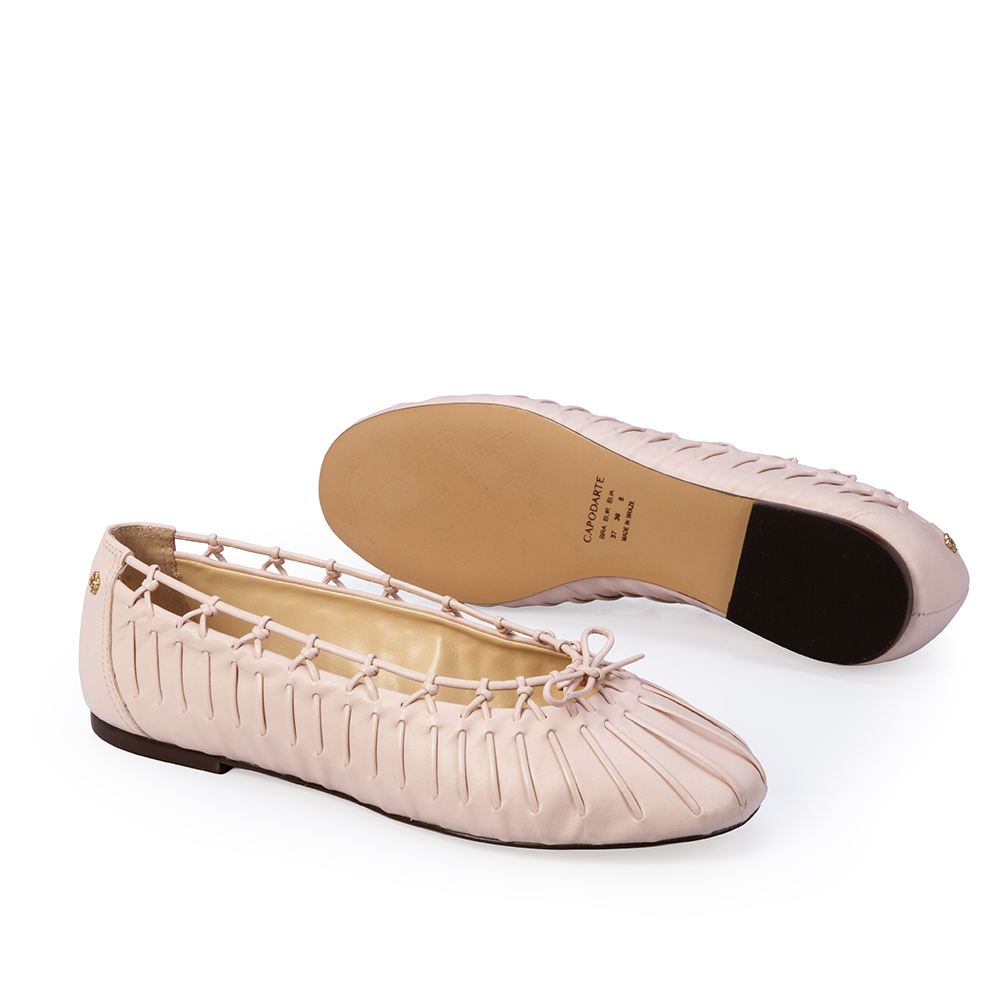 SAPATILHA ROSA PE&Ocirc;NIA DE COURO COM TRAMA image number 3