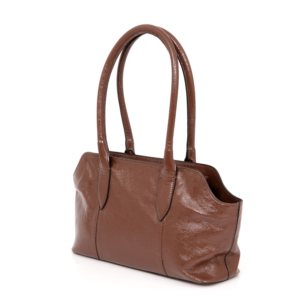 BOLSA MARROM &Eacute;BANO COURO GLOSSY image number 1