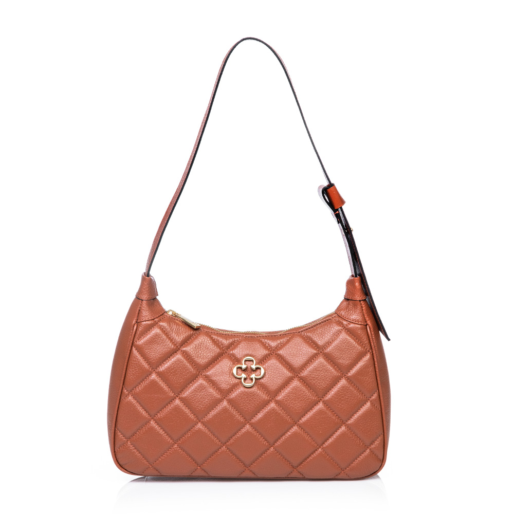 BOLSA COURO CARAMELO HOBO MATELASSÊ image number 0
