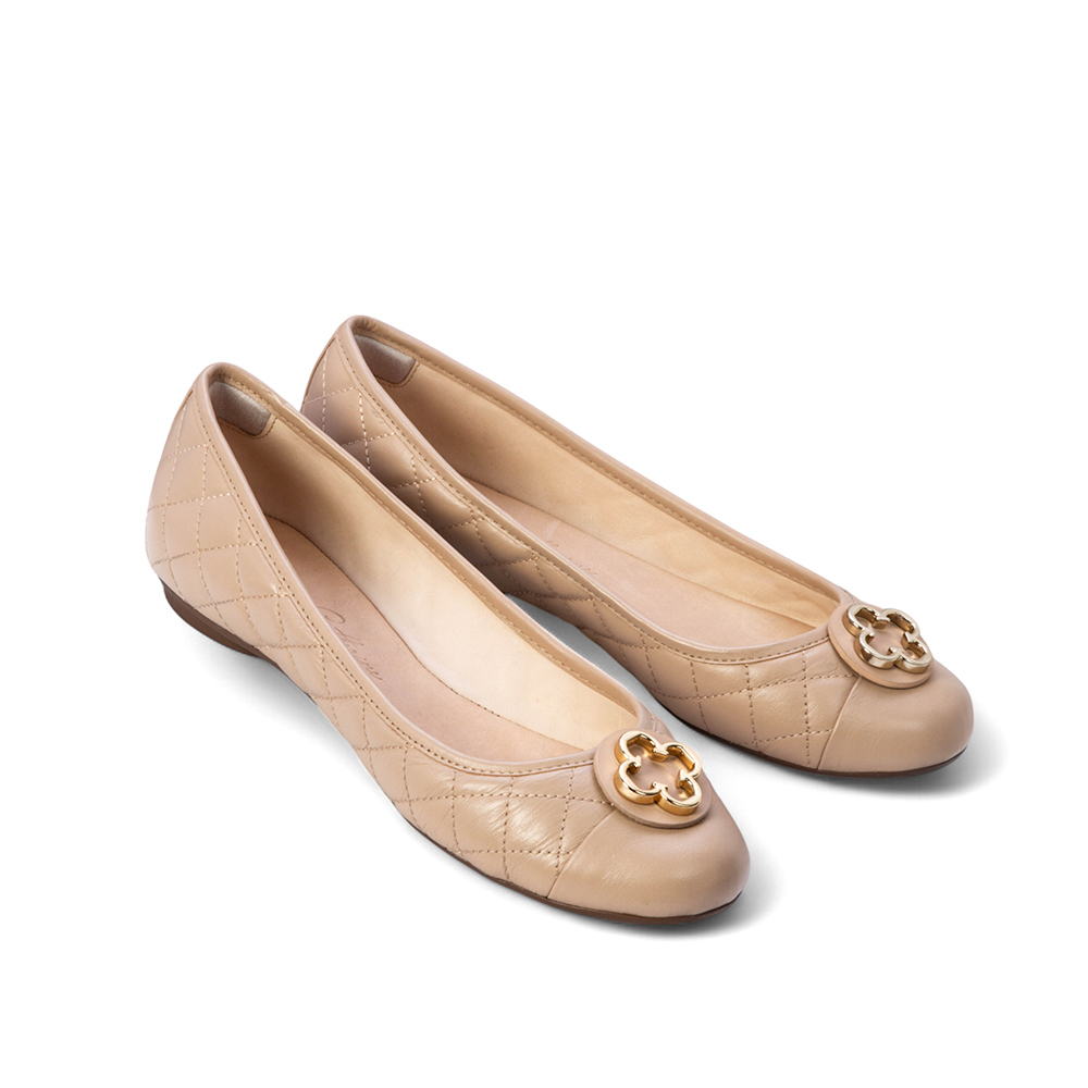 SAPATILHA CATHERINE COURO NUDE SEDA MATELASS&Ecirc; image number 2