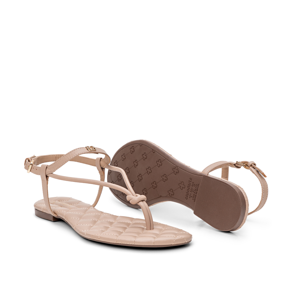 SAND&Aacute;LIA RASTEIRA NUDE SEDA DE COURO MATELASS&Ecirc; image number 3