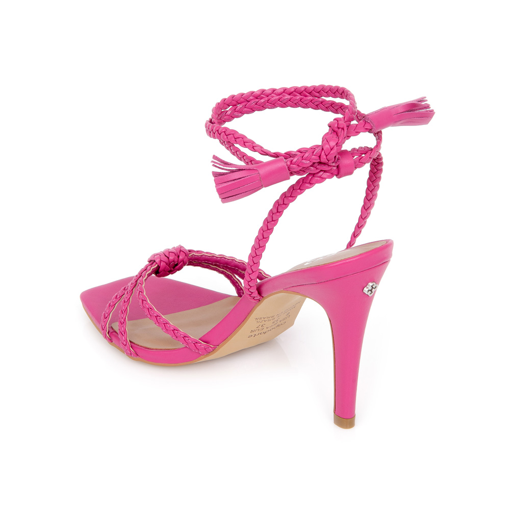 SANDÁLIA SALTO FINO ROSA JASMIN DE COURO TRANÇADA image number 2
