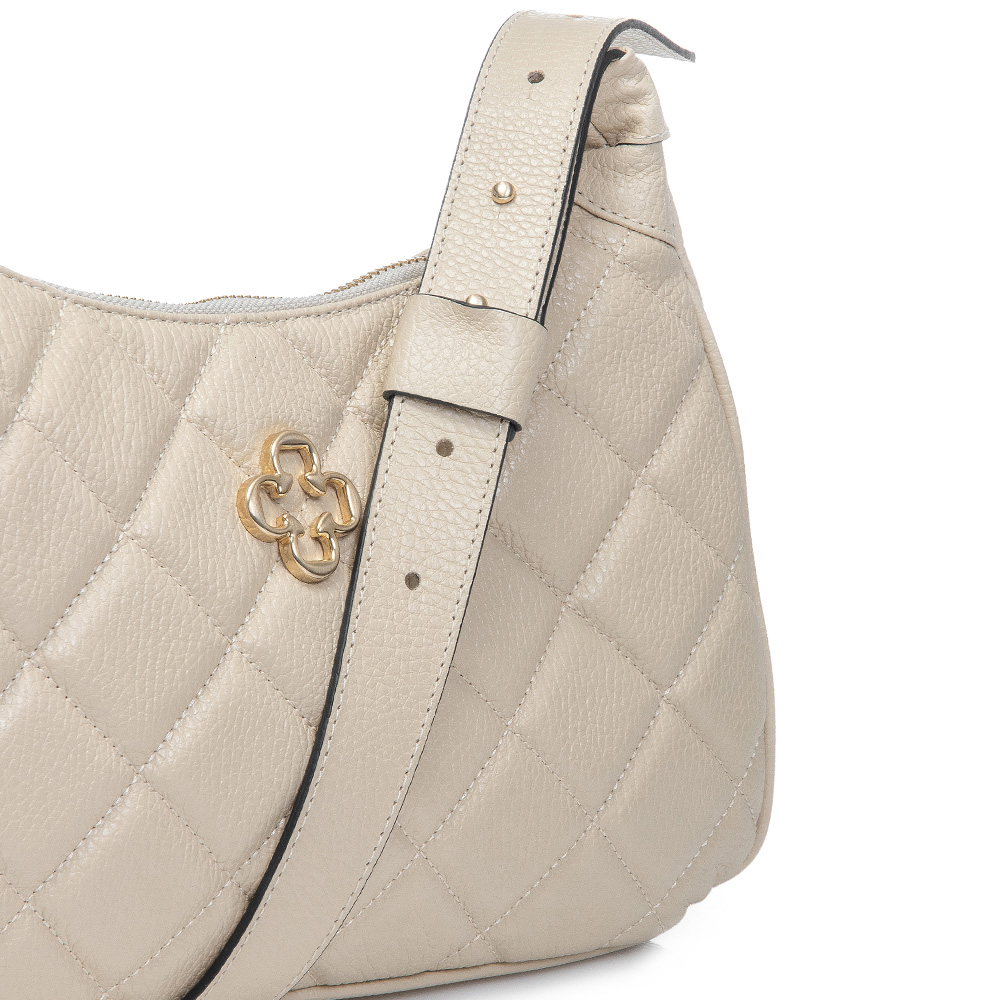 BOLSA COURO BEGE HOBO MATELASSÊ image number 3