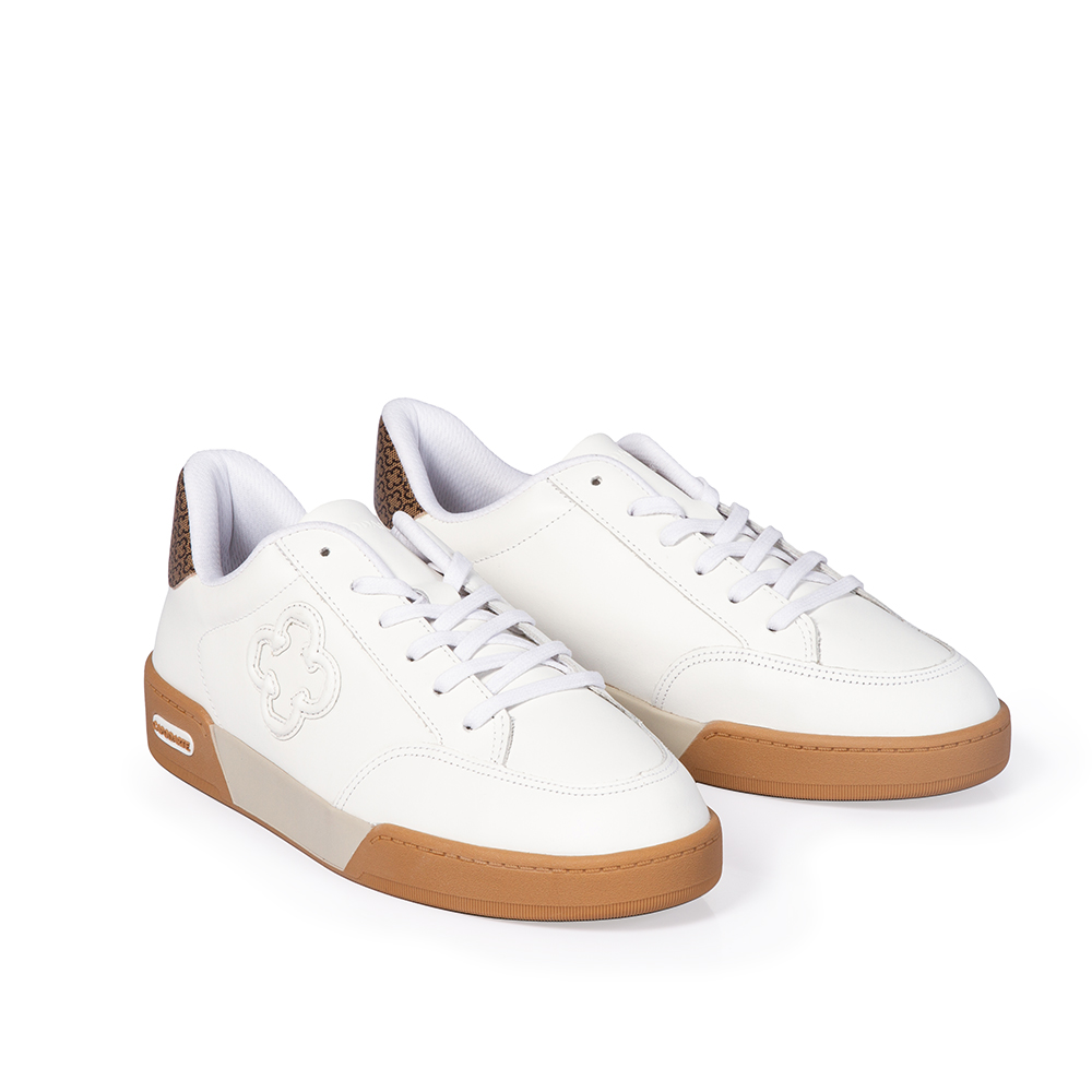 TÊNIS FEMININO BRANCO DE COURO MONOGRAMA AMARRAÇÃO image number 1