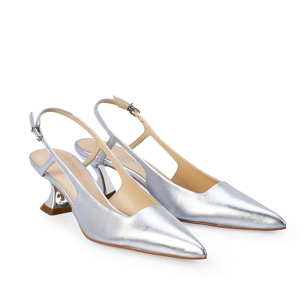 SCARPIN SLINGBACK PRATA DE COURO image number 1