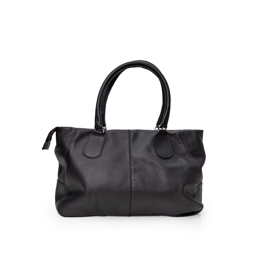 BOLSA GRANDE SHOPPER PRETA DE COURO image number 2