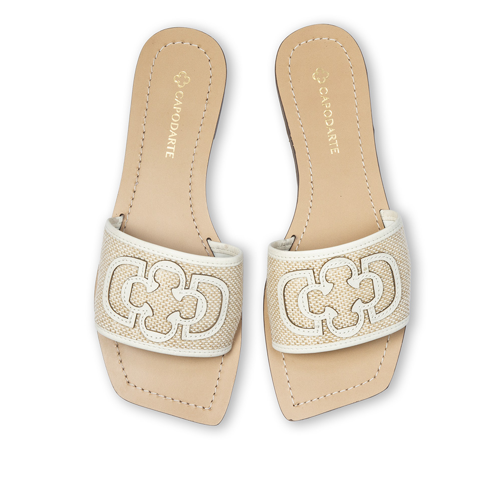 CHINELO SLIDE BRANCO DUNA DE COURO JUTA CRU image number 4