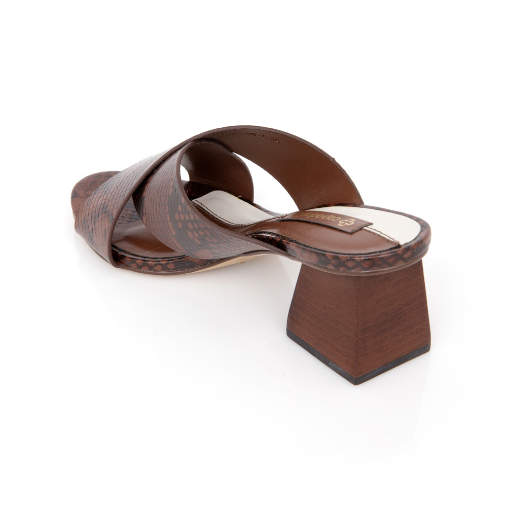 MULE SALTO BLOCO MARROM COURO PITONE image number 2