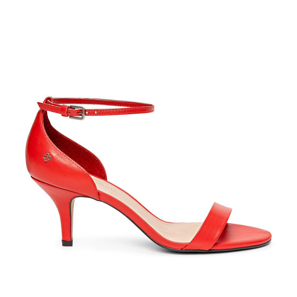 SANDÁLIA SALTO FINO VERMELHA RUBI DE COURO Capodarte