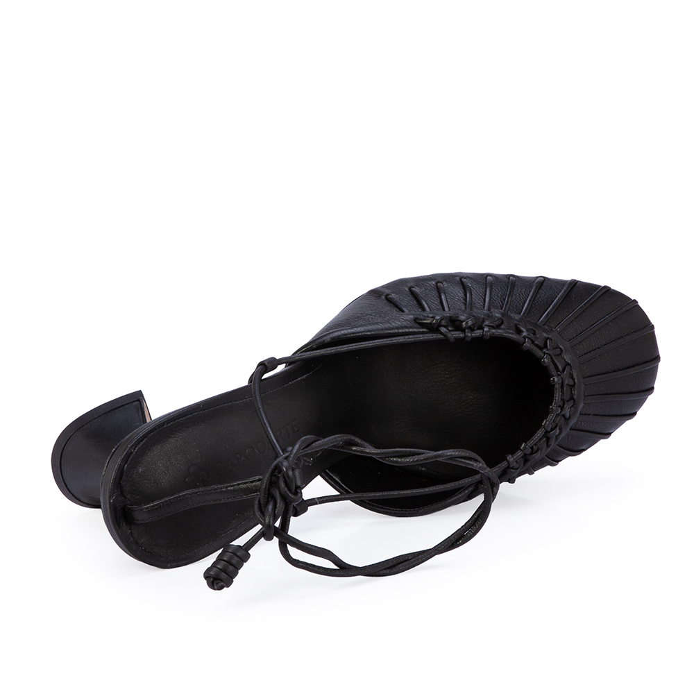 SCARPIN SLINGBACK PRETO DE COURO AMARRA&Ccedil;&Atilde;O image number 4