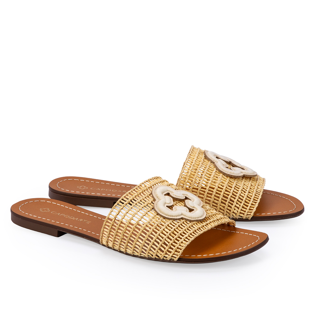 CHINELO SLIDE BEGE NATURAL TRAMADO image number 2