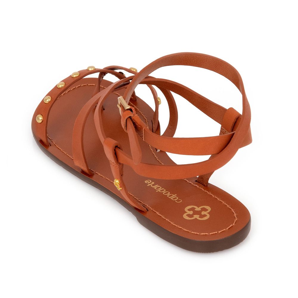 SANDÁLIA RASTEIRA COURO CARAMELO CAMEL TACHAS image number 2