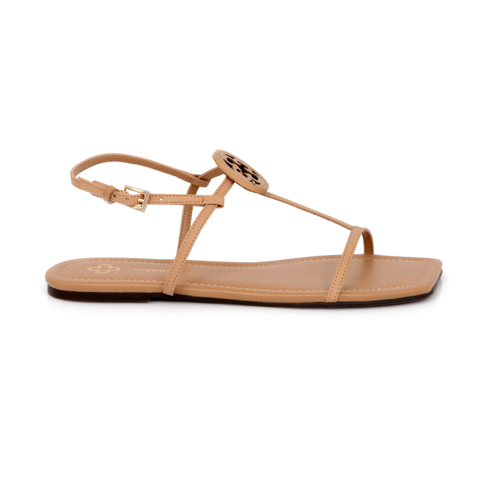 RASTEIRA DE COURO BEGE TIRAS FINAS image number 0