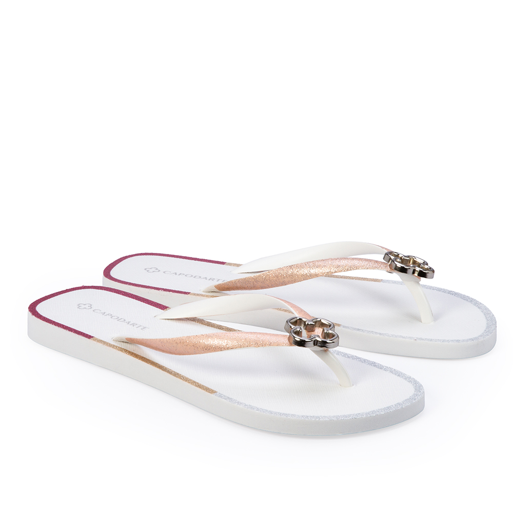 CHINELO DE DEDO BRANCO E ROSA PE&Ocirc;NIA GLITTER image number 1