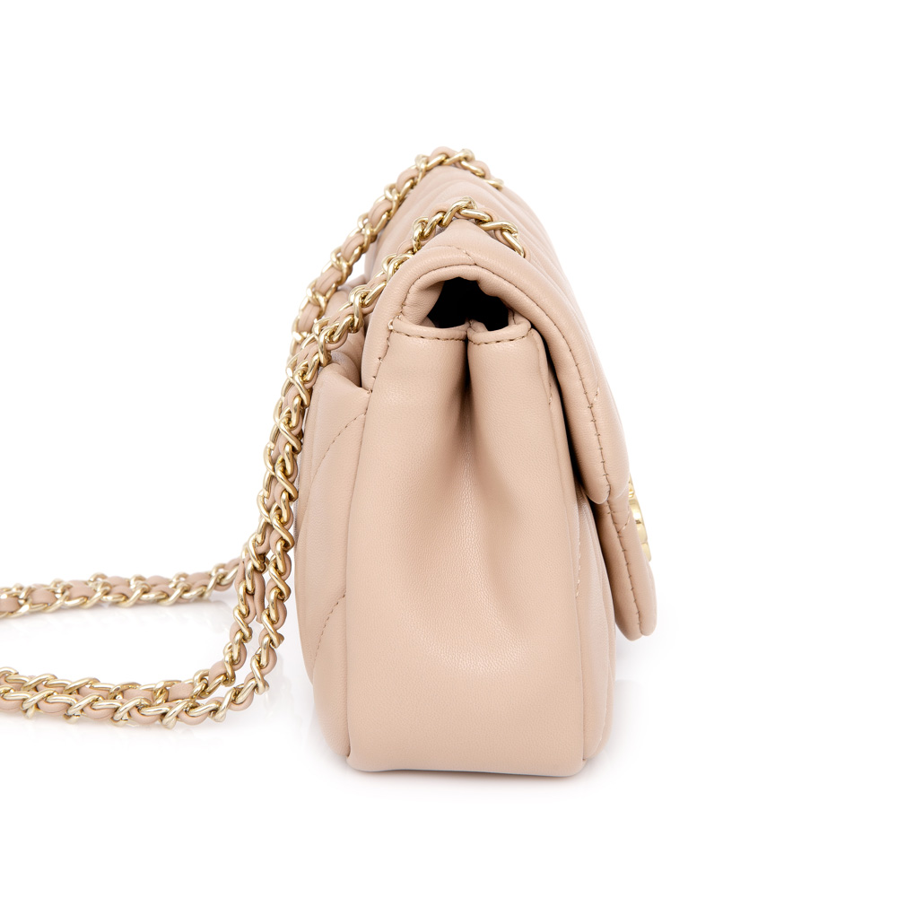 BOLSA PEQUENA TIRACOLO NUDE SEDA MATELASS&Ecirc; AL&Ccedil;A CORRENTE image number 1