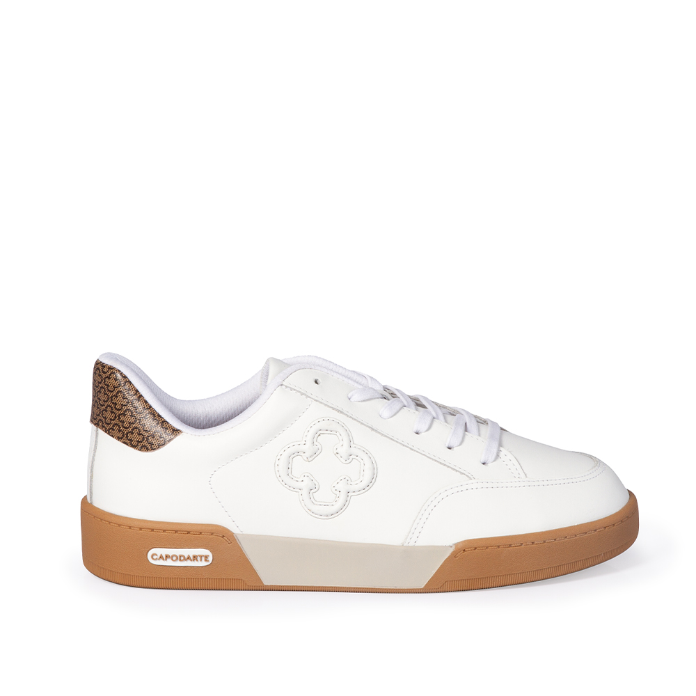 TÊNIS FEMININO BRANCO DE COURO MONOGRAMA AMARRAÇÃO image number 0