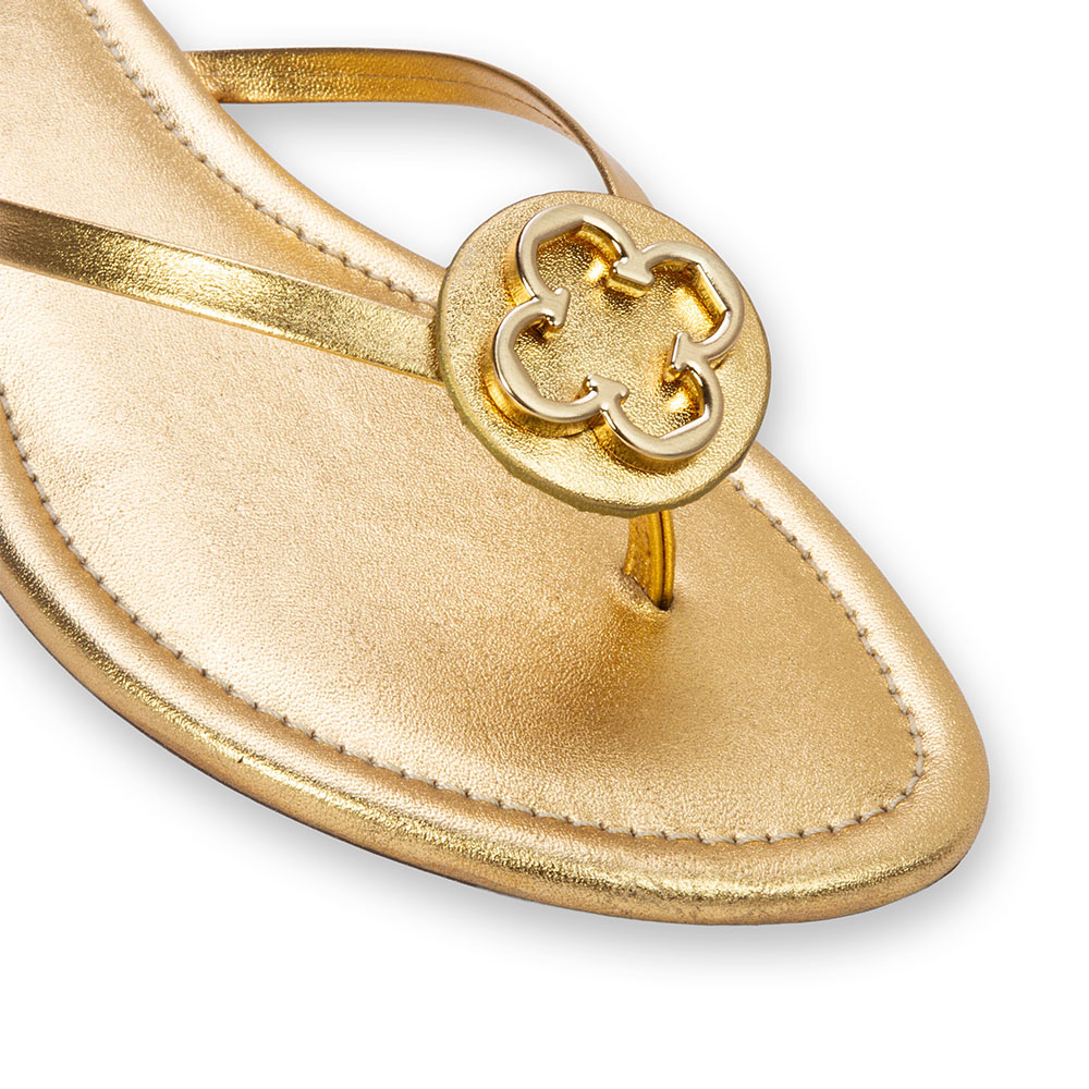 CHINELO RASTEIRA DOURADO DE COURO METALIZADO image number 2