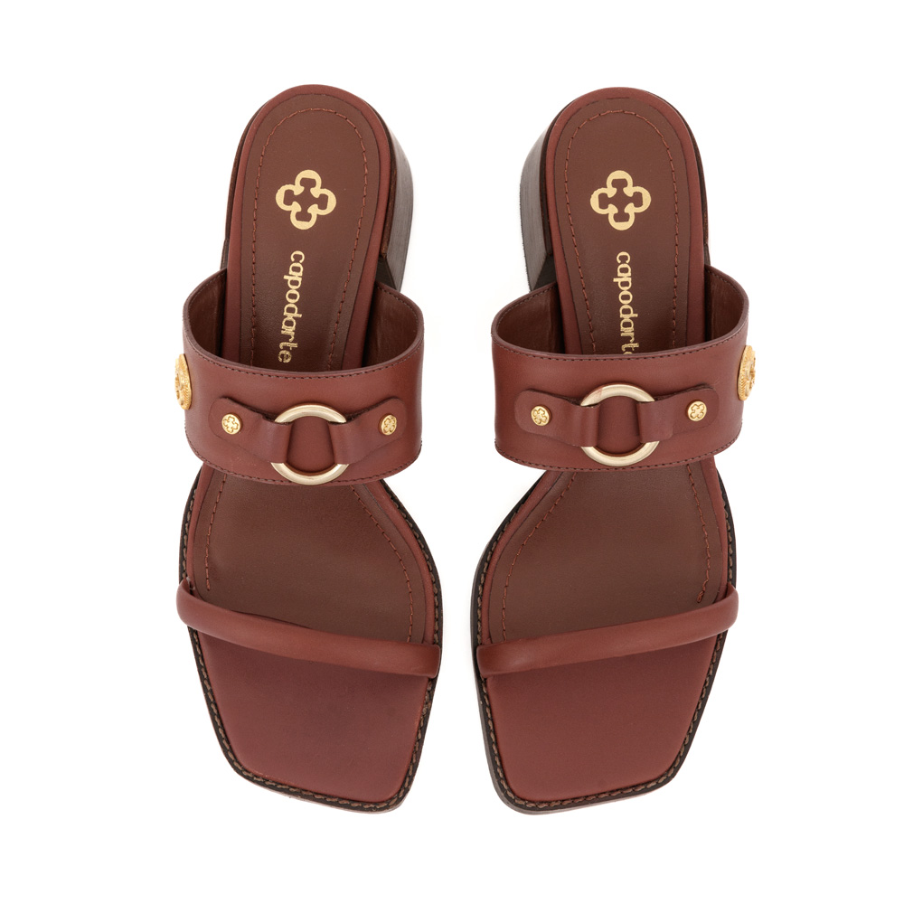 MULE MARROM DE COURO BICO QUADRADO image number 4