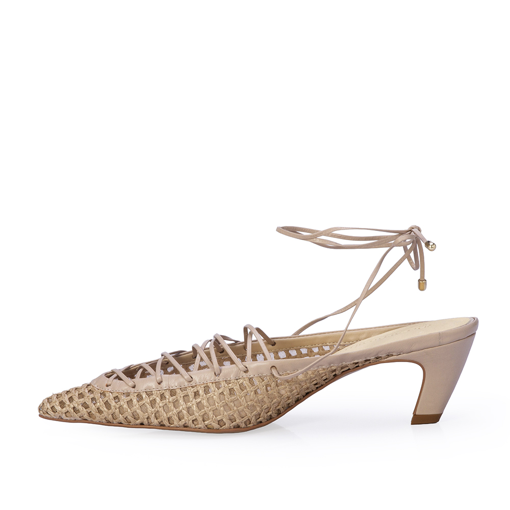 SANDÁLIA SLINGBACK DE COURO NUDE SEDA AMARRAÇÃO image number 2