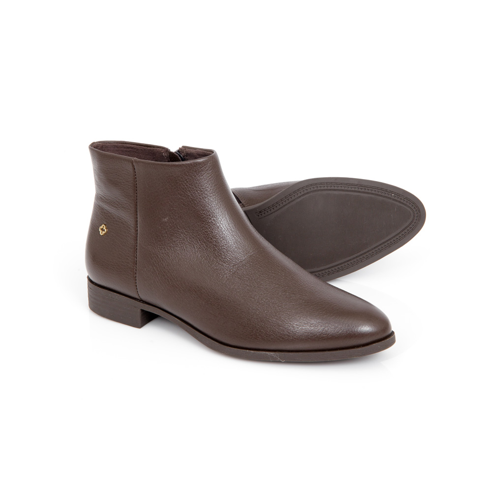 BOTA MARROM CANO CURTO DE COURO image number 3