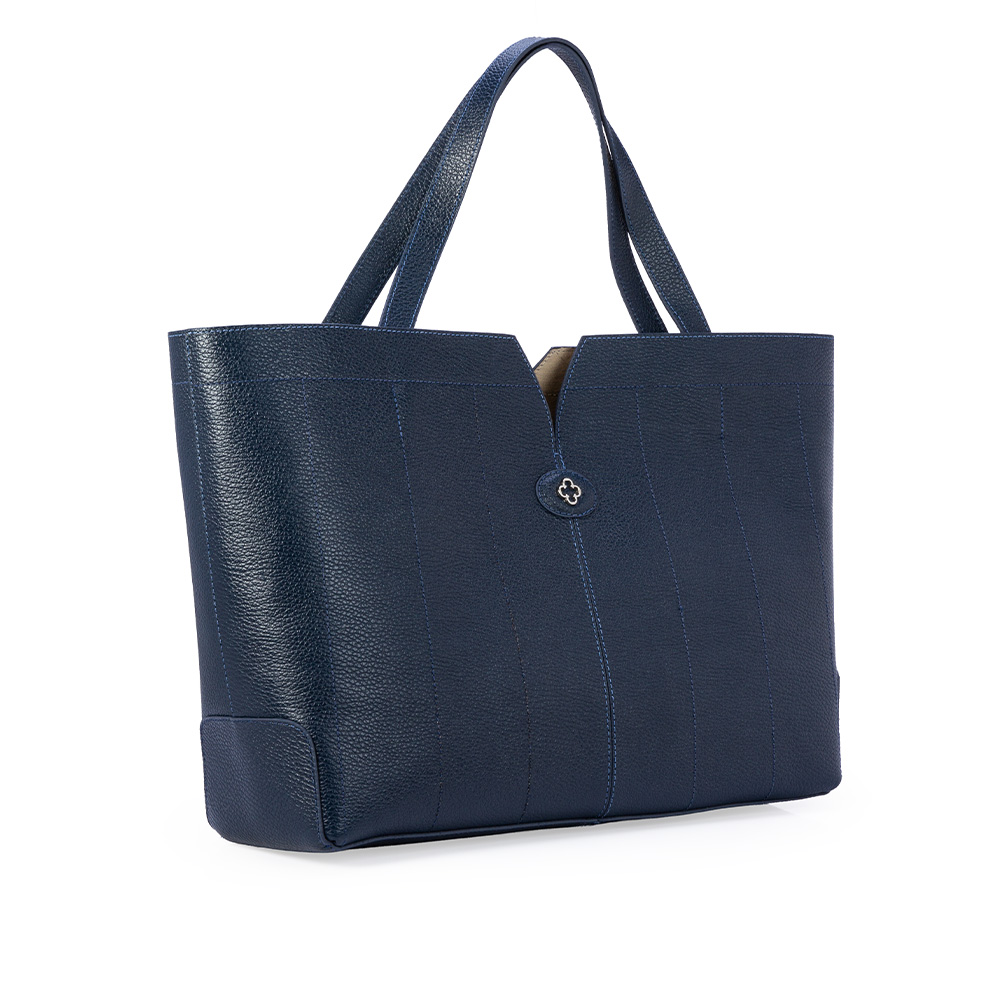 BOLSA GRANDE SHOPPER DE COURO AZUL MARINHO image number 3
