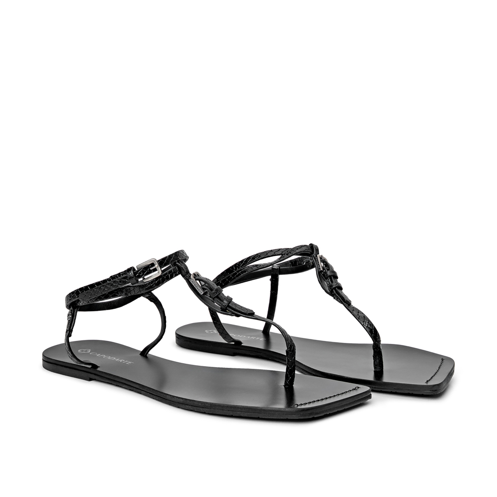 SAND&Aacute;LIA RASTEIRA BICO QUADRADO PRETA DE COURO image number 1